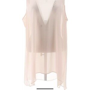 WynneLayers Sheer Chiffon Overlay Tunic Tank Shell Pink XS NWOT